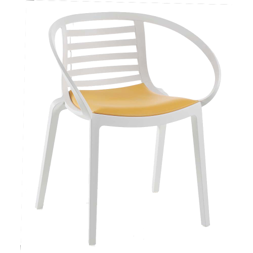 Sessel mit Sesselkissen Mambo weiß gelbes Gewebe