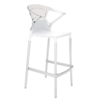 Papatya Ego-K Barhocker weißer Stuhlsitz, Oberteil transparent
