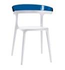 Papatya Luna Sessel weißer Stuhlsitz, Oberteil transparent Blau