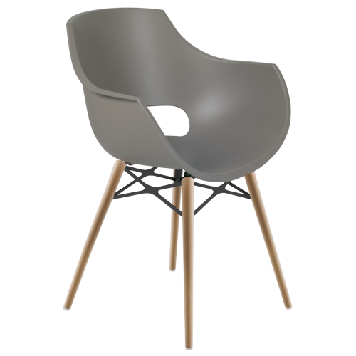 Stuhl Papatya Opal Wox Pro graubrauner, Beine aus Buchenholz