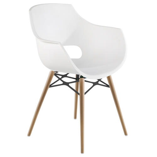 Stuhl Papatya Opal Wox Pro ist weiß, Beine aus Buchenholz