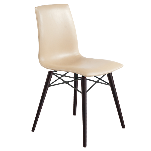 Stuhl Papatya X-TREME SD Wox Chair, beige Kunstlederplatte, Wenge lackierte Buchenbeine