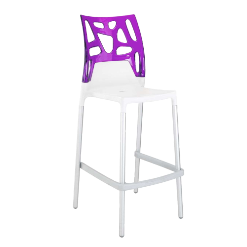 Papatya Ego-Rock Barhocker weißer Stuhlsitz, Oberteil transparent Magenta