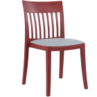 Stuhl mit Sitzkissen Eden-S matt-hellrot Stamskin graues Gewebe