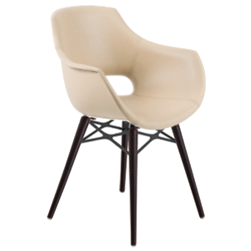 Armlehnstuhl Papatya OPAL WOX KD, beige Kunstlederplatte, Wenge lackierte Buchenbeine