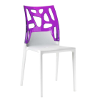 Papatya Ego-Rock Stuhl weißer Stuhlsitz, Oberteil transparent Magenta
