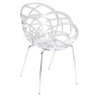 Papatya Flora Sessel-ML transparent Stuhlsitz, Sesselbeine chrome