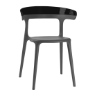 Papatya Luna Sessel anthrazitgrau Stuhlsitz, Oberteil Schwarz 