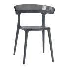 Papatya Luna Sessel anthrazitgrau Stuhlsitz, Oberteil transparent grau