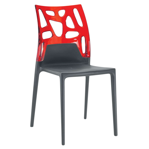 Papatya Ego-Rock Stuhl anthrazitgrau Stuhlsitz, Oberteil transparent rot