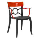 Papatya Opera-K Sessel schwarzer Stuhlsitz , Oberteil transparent rot
