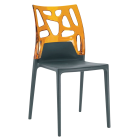 Papatya Ego-Rock Stuhl anthrazitgrau Stuhlsitz, Oberteil transparent orange