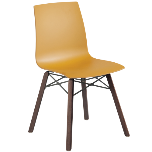 Stuhl Papatya X-Treme S Wox Pro Iroko matt dunkelgelb, Beine aus Irokoholz