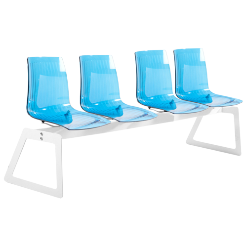 Bank Papatya X-Treme für 4 Sitzer transparent blau, Beine weiß matt