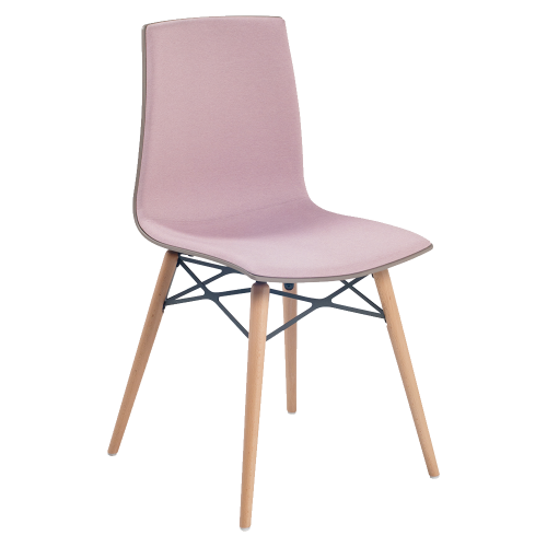 Stuhl mit weichem Kissen Papatya X-Treme S Wox Pro Soft graubrauner Stoff rosa, Beine Buche natur lackiert