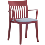 Sessel mit Sesselkissen Eden-K matt-hellrot Stamskin graues Gewebe Sessel mit Sesselkissen Eden-K matt-hellrot Stamskin graues Gewebe