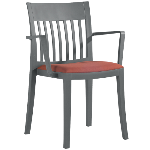 Sessel mit Sesselkissen Eden-K anthrazitgrau Stamskin Gewebe karminrot F4340-07479