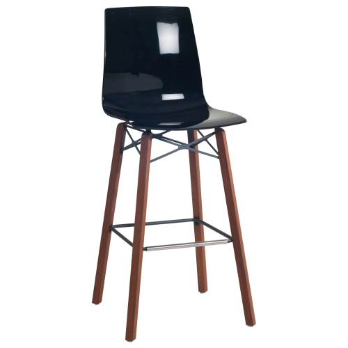 Barhocker Papatya X-Treme BSL Wox Iroko schwarz, Beine aus Irokoholz