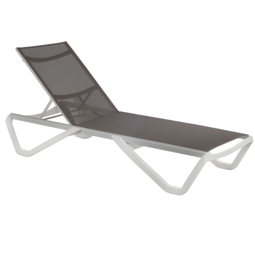 Papatya Wave Sonnenliege weiß 01, Material grau-braun 50070