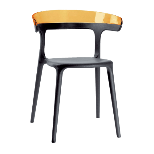 Papatya Luna Sessel anthrazitgrau Stuhlsitz, Oberteil transparent orange