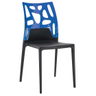 Papatya Ego-Rock Stuhl schwarzer Stuhlsitz, Oberteil transparent Blau