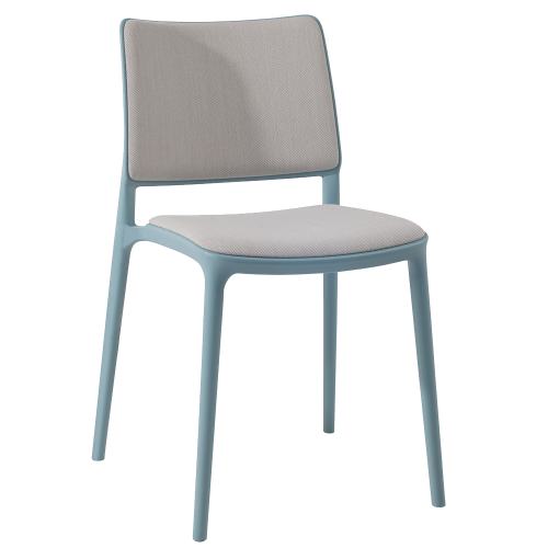 Stuhl mit Sitzkissen und weicher Stuhllehne Joy-S aquablau, Era Gewebe CSE01