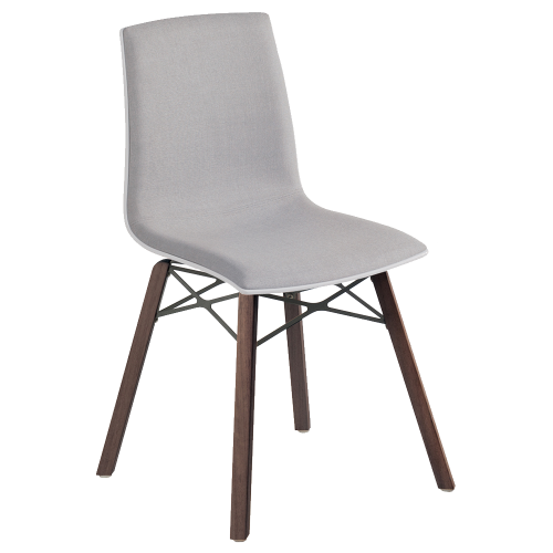 Stuhl mit weichem Kissen Papatya X-Treme S Wox Pro Soft Iroko weißer Stoff grau, Beine Holz Iroko