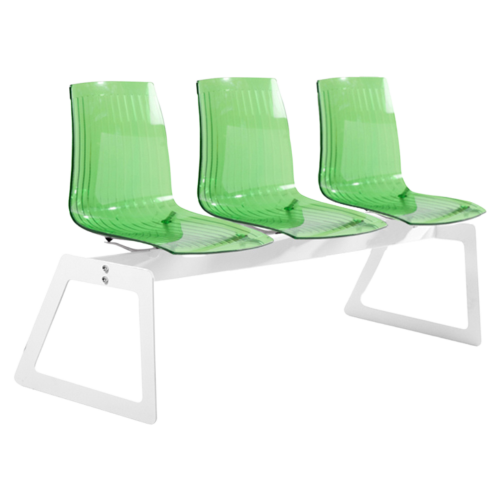 Bank Papatya X-Treme  für 3 Sitze ist transparent grün, die Beine sind weiß matt