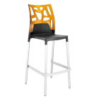 Papatya Ego-Rock Barhocker anthrazitgrau Stuhlsitz, Oberteil transparent orange