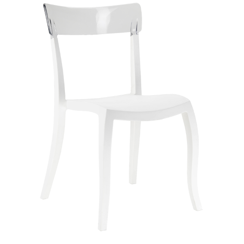Papatya Hera-S Stuhl weißer Stuhlsitz, Oberteil transparent