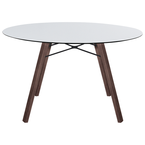 Tisch Papatya Wox Iroko D120x75 Fuß Irokoholz, Tischplatte weiß 1050M