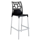 Papatya Ego-Rock Barhocker schwarzer Stuhlsitz, Oberteil transparent grau
