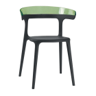 Papatya Luna Sessel schwarzer Stuhlsitz, Oberteil transparent grün