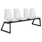 Bank  Papatya X-Treme für 4 Sitzplätze ist transparent und klar, die Beine sind mattschwarz