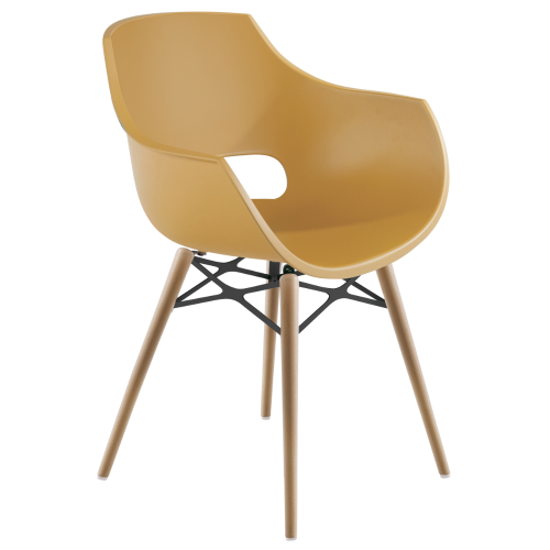 Stuhl Papatya Opal Wox Pro Gelber, Beine aus Buchenholz