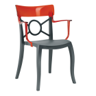 Papatya Opera-K Sessel Stuhlsitz anthrazitgrau, Oberteil transparent rot