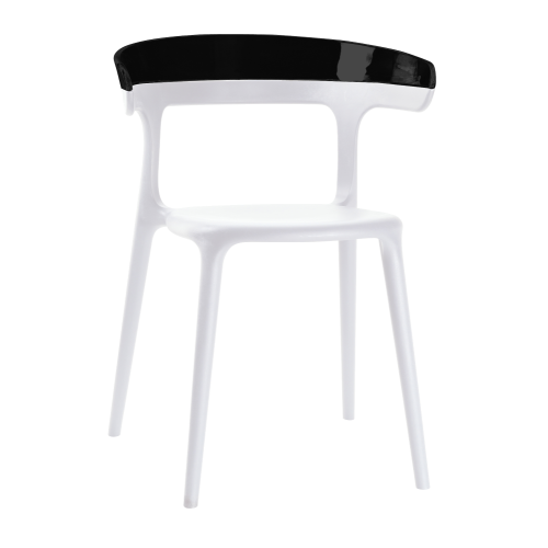 Papatya Luna Sessel weißer Stuhlsitz, Oberteil Schwarz 
