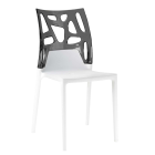 Papatya Ego-Rock Stuhl weißer Stuhlsitz, Oberteil transparent grau