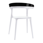 Papatya Luna Sessel weißer Stuhlsitz, Oberteil Schwarz 