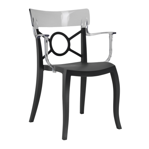 Papatya Opera-K Sessel schwarzer Stuhlsitz , Oberteil transparent