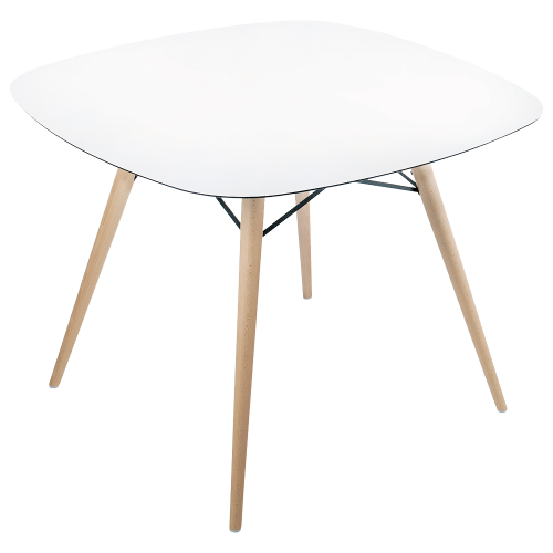 Tisch Papatya Wox 99x99x75 Gestell Buche natur lackiert, Tischplatte weiß 1050M