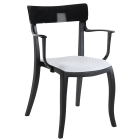 Sessel mit Sesselkissen Hera-K schwarz, schwarzes Oberteil weißes Gewebe