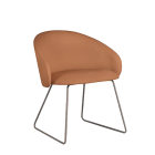 Sessel Papatya Glera-K Sled hellbraunes Kunstleder, graubraun lackierte Metallbeine