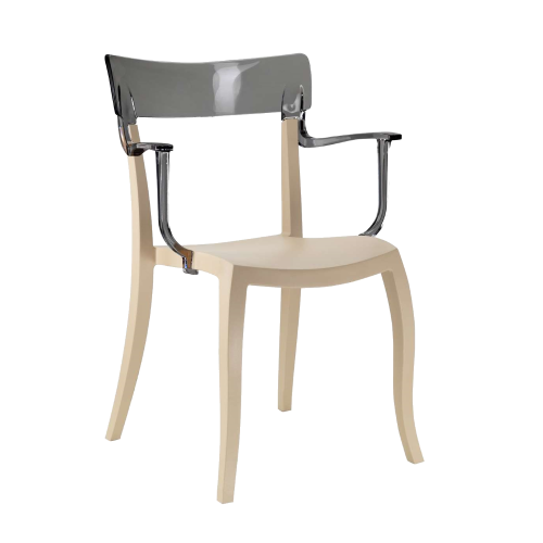 Papatya Hera-K Sessel hellbeige Stuhlsitz, Oberteil transparent grau