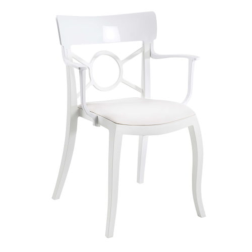 Sessel mit Sesselkissen Opera-K weiß, weißes Oberteil weißes Gewebe