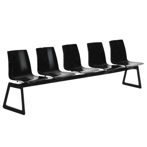 Bank Papatya X-Treme für 5 Sitzplätze ist schwarz, die Beine sind mattschwarz