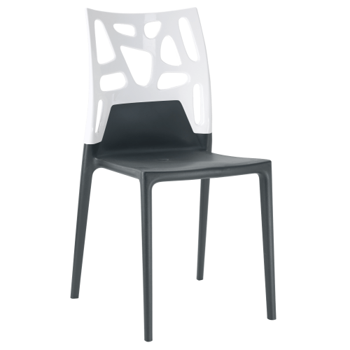 Papatya Ego-Rock Stuhl anthrazitgrau Stuhlsitz, Oberteil weiß 