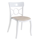  Stuhl mit Sitzkissen Opera-S weiß, weißes Oberteil beige Gewebe