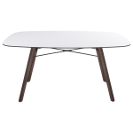 Tisch Papatya Wox Iroko 159x119x75 Fuß Irokoholz, Tischplatte weiß 1050M