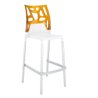 Papatya Ego-Rock Barhocker weißer Stuhlsitz, Oberteil transparent orange